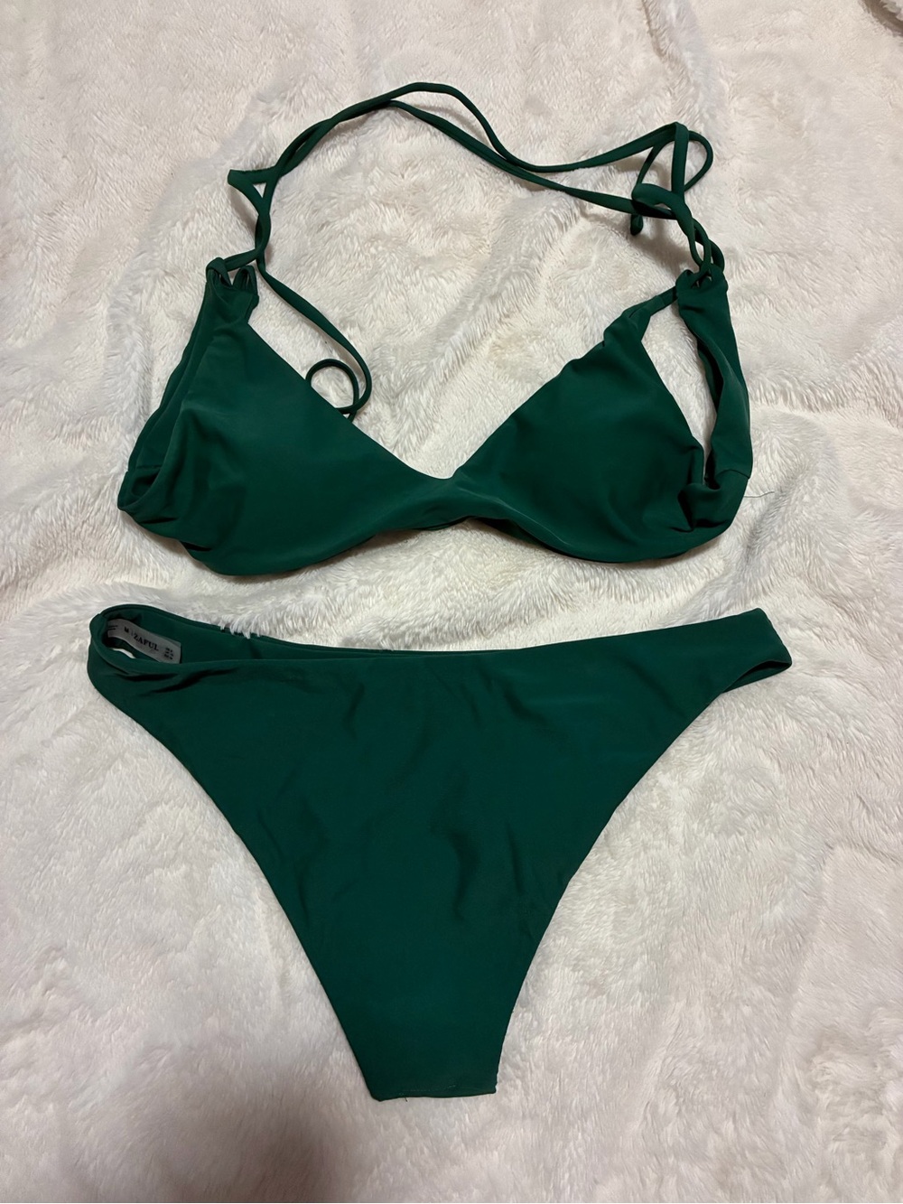 Zaful Deep Green Tie-Back Bikini Set